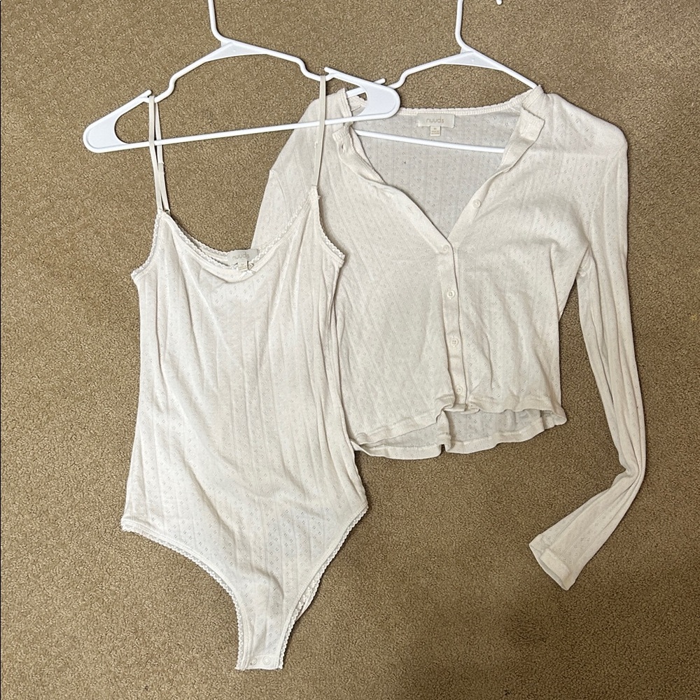 Nuuds Cream Women's Top and Bodysuit Set